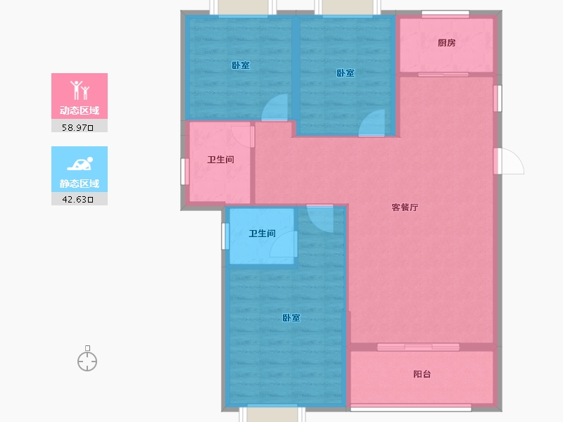 湖北省-黄石市-城发·花园印象-92.11-户型库-动静分区