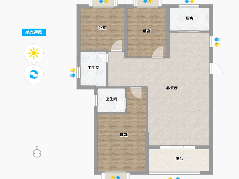 湖北省-黄石市-城发·花园印象-92.11-户型库-采光通风