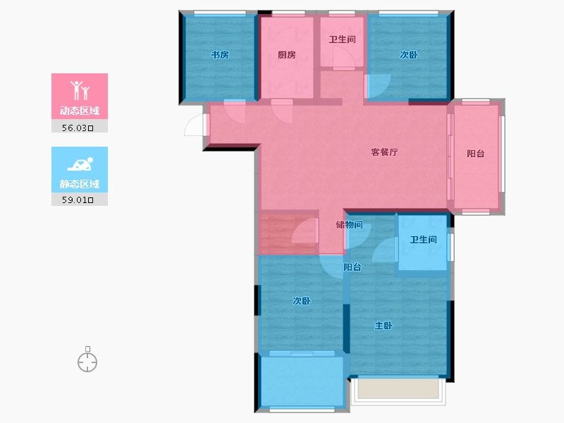 安徽省-蚌埠市-学翰府邸-102.12-户型库-动静分区