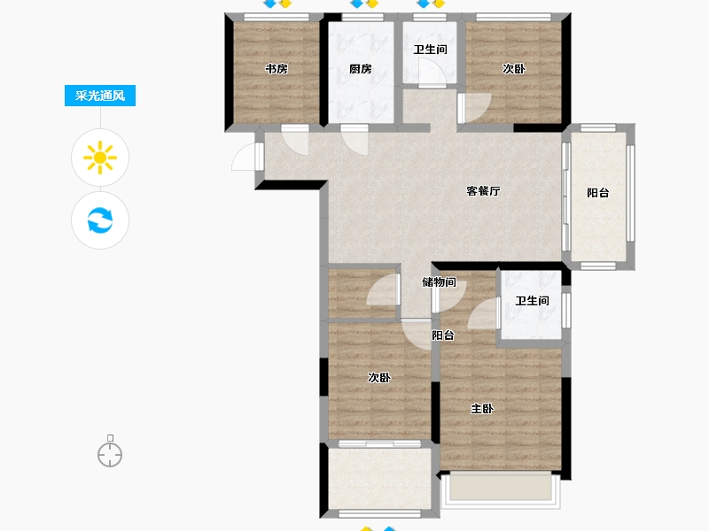 安徽省-蚌埠市-学翰府邸-102.12-户型库-采光通风