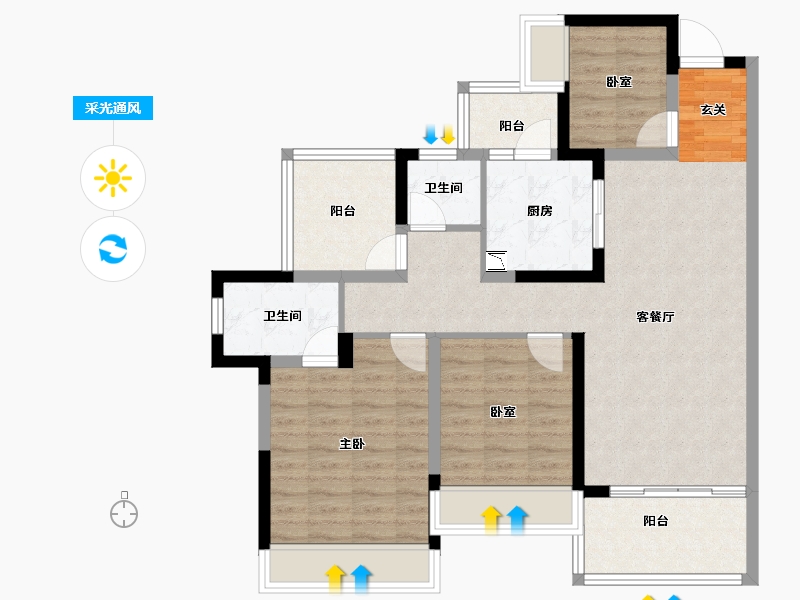 广东省-惠州市-蓝光铂汇公馆-94.00-户型库-采光通风