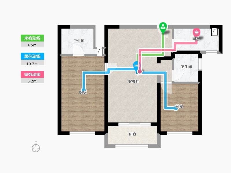 湖北省-武汉市-滨江金茂府-69.82-户型库-动静线