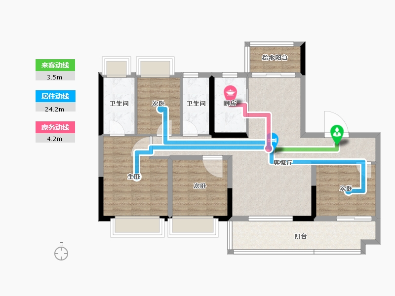 湖南省-长沙市-美的院子-99.98-户型库-动静线