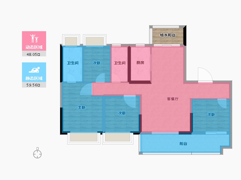 湖南省-长沙市-美的院子-99.98-户型库-动静分区