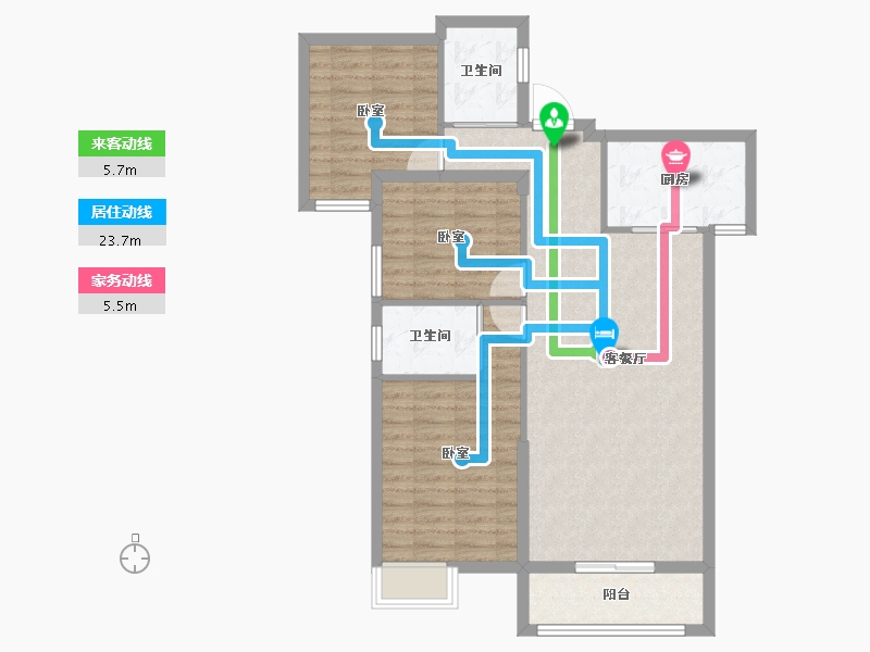 湖北省-孝感市-华耀府东花园-90.02-户型库-动静线