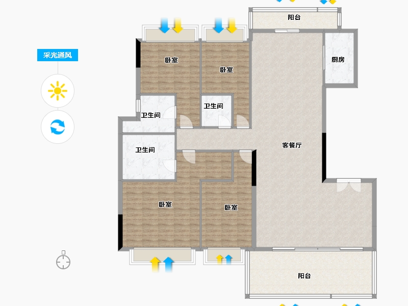 广东省-佛山市-华侨城天鹅湖-191.00-户型库-采光通风