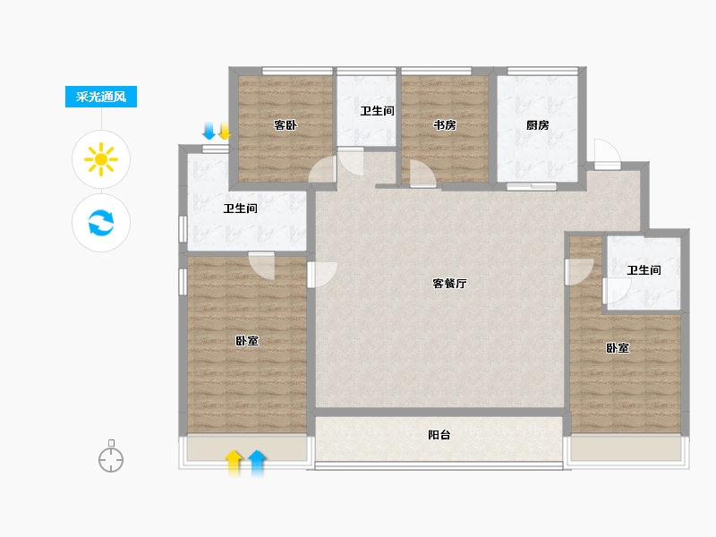 浙江省-舟山市-绿城沁润公寓-139.27-户型库-采光通风