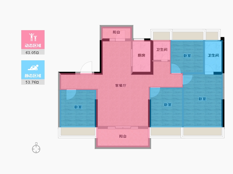 湖北省-荆州市-公安碧桂园·利达郡-105.18-户型库-动静分区