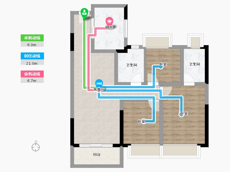 湖北省-黄冈市-方木山居-76.63-户型库-动静线