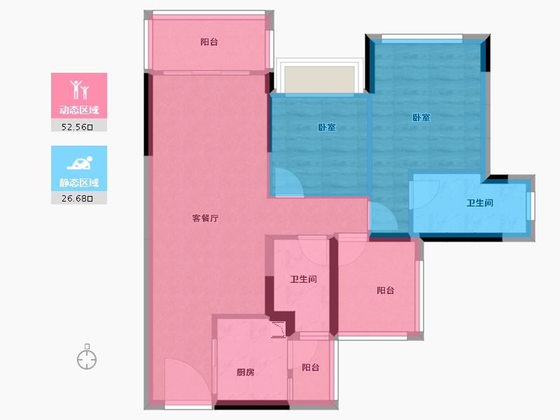 广东省-广州市-龙光天瀛-70.28-户型库-动静分区