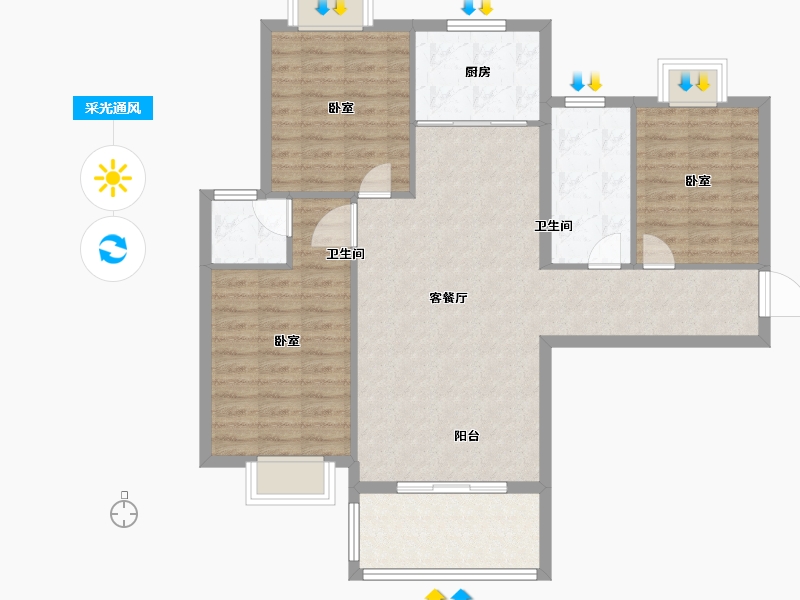 湖北省-孝感市-悟星城-97.00-户型库-采光通风