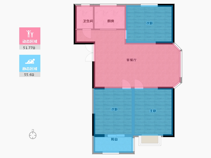 山东省-潍坊市-虞河小镇二期-97.20-户型库-动静分区