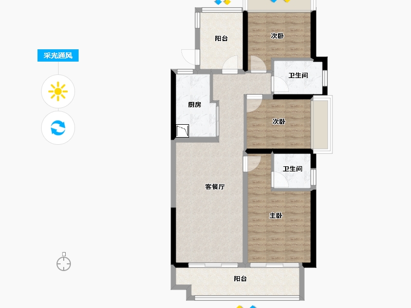 海南省-三亚市-保利碧桂园悦府-86.35-户型库-采光通风