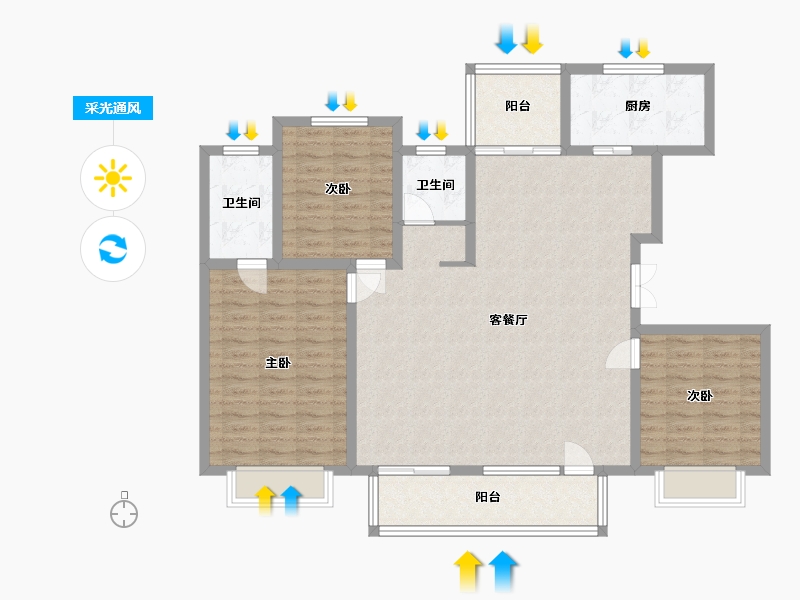 山东省-临沂市-宝丽世纪城-122.00-户型库-采光通风