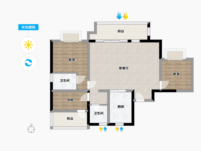 四川省-泸州市-高新悦城-82.76-户型库-采光通风