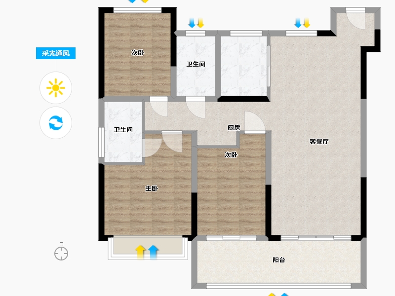 安徽省-蚌埠市-新城悦隽天著-113.05-户型库-采光通风