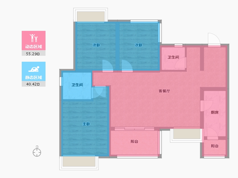 四川省-德阳市-保利国际城-84.68-户型库-动静分区