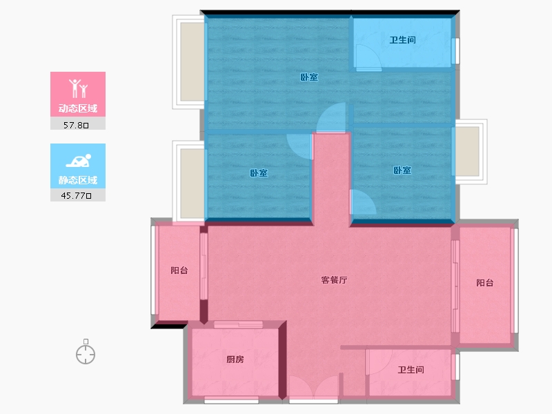 广东省-珠海市-时代倾城·双生花-93.43-户型库-动静分区