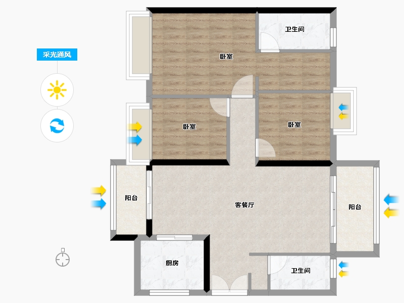 广东省-珠海市-时代倾城·双生花-93.43-户型库-采光通风