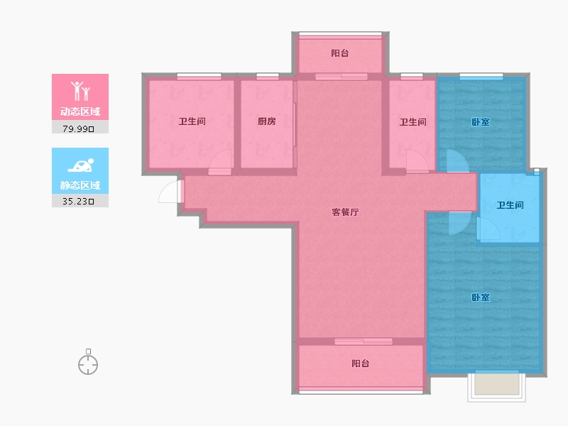 湖北省-孝感市-华耀府东花园-104.11-户型库-动静分区