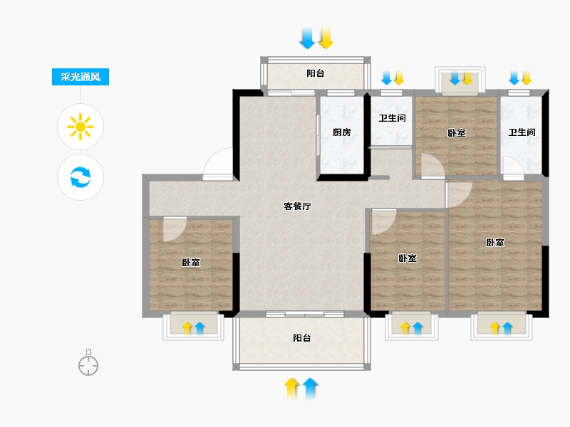 湖北省-宜昌市-长阳碧桂园-110.08-户型库-采光通风