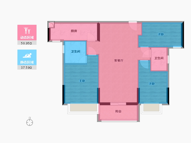 广东省-惠州市-海伦堡十里东江-79.45-户型库-动静分区