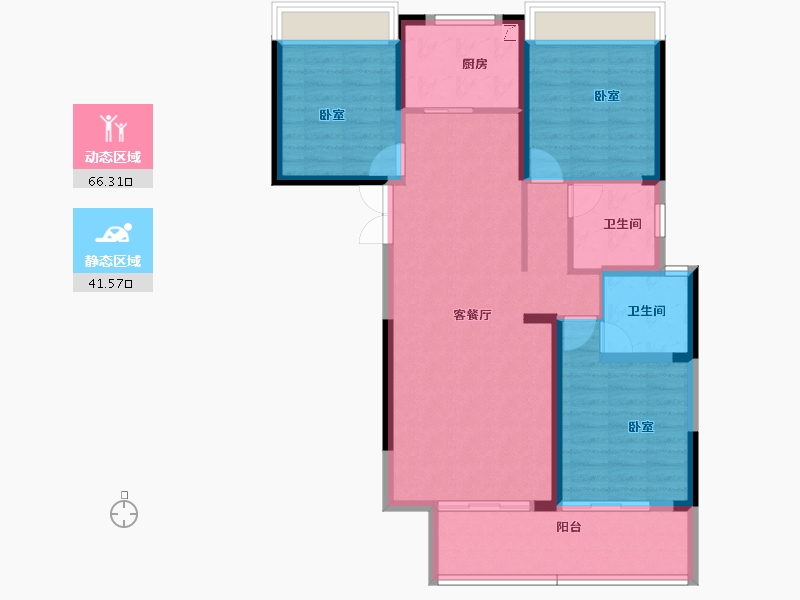 湖北省-黄冈市-鑫龙欣海中央公馆-97.00-户型库-动静分区