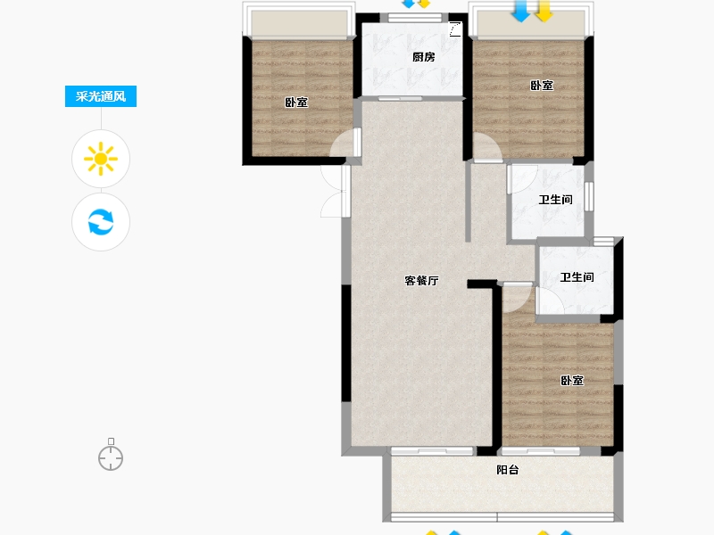 湖北省-黄冈市-鑫龙欣海中央公馆-97.00-户型库-采光通风