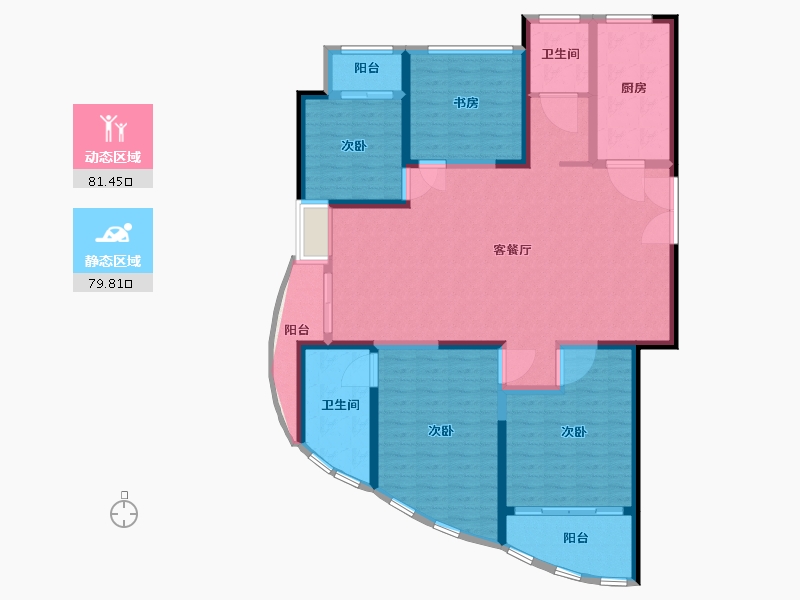 安徽省-蚌埠市-瑞泰滨江公馆-146.88-户型库-动静分区