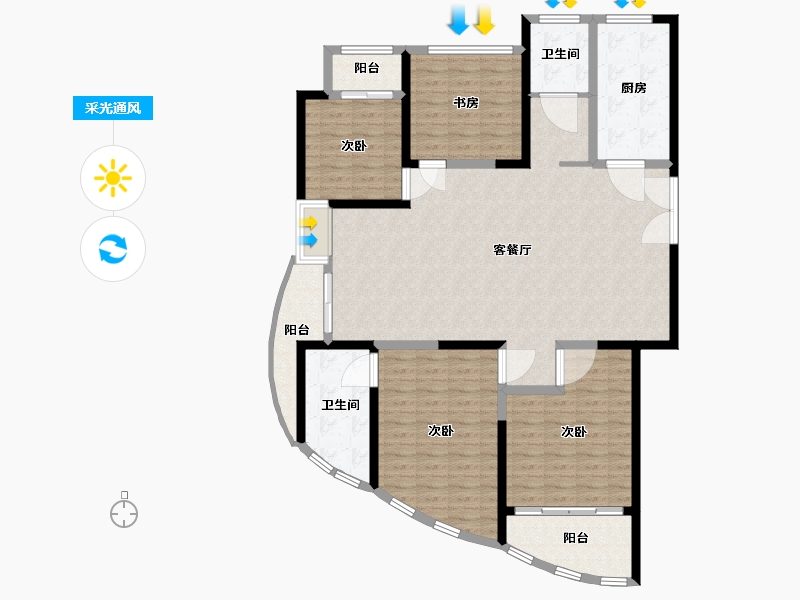 安徽省-蚌埠市-瑞泰滨江公馆-146.88-户型库-采光通风