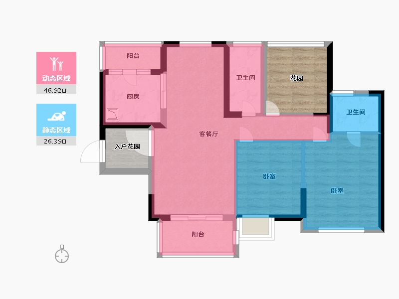 广东省-广州市-公园里春晓花园-75.00-户型库-动静分区