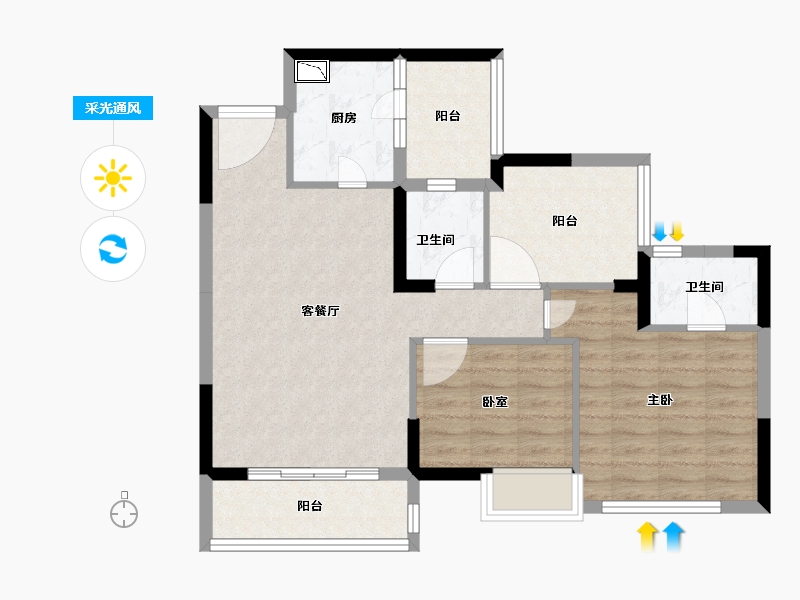 广东省-广州市-公园里春晓花园-78.09-户型库-采光通风