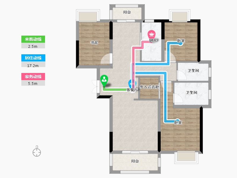 湖北省-宜昌市-经发·金亚5号二期-95.45-户型库-动静线