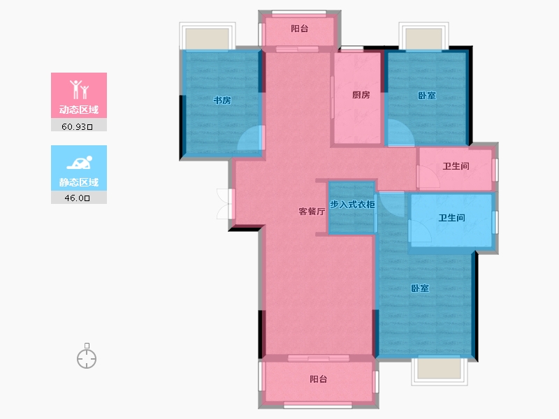 湖北省-宜昌市-经发·金亚5号二期-95.45-户型库-动静分区