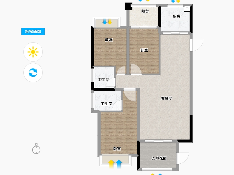 广东省-汕头市-和平金丰广场-105.70-户型库-采光通风