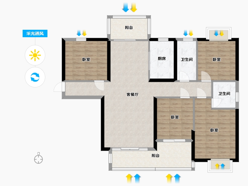 湖南省-邵阳市-和兴蓝湾-114.44-户型库-采光通风