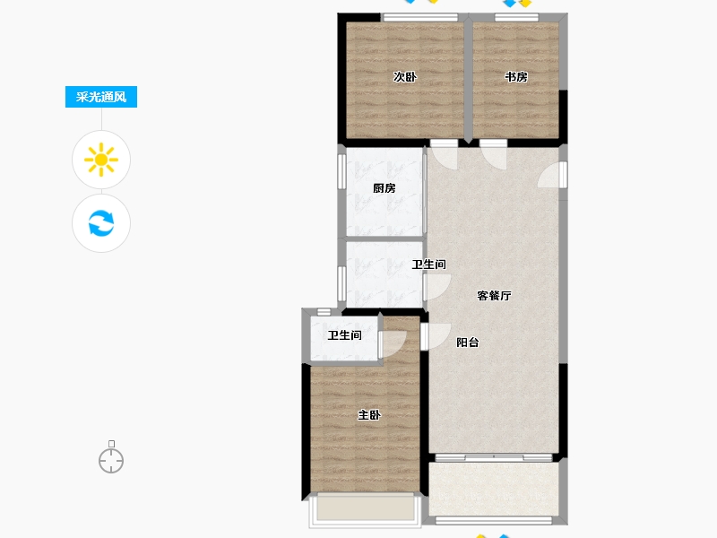 安徽省-蚌埠市-瑞泰滨江公馆-95.00-户型库-采光通风