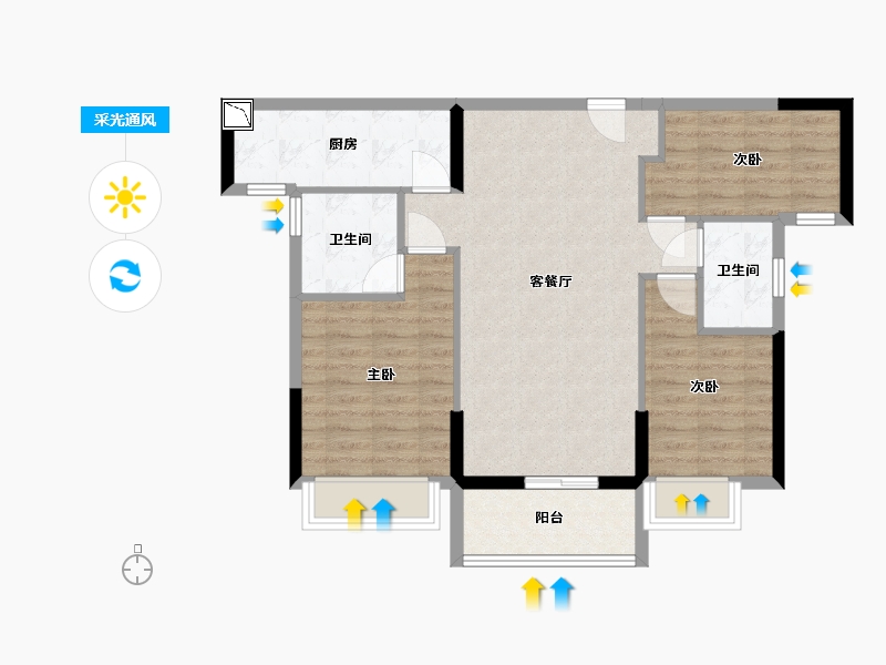 广东省-惠州市-海伦堡十里东江-79.43-户型库-采光通风