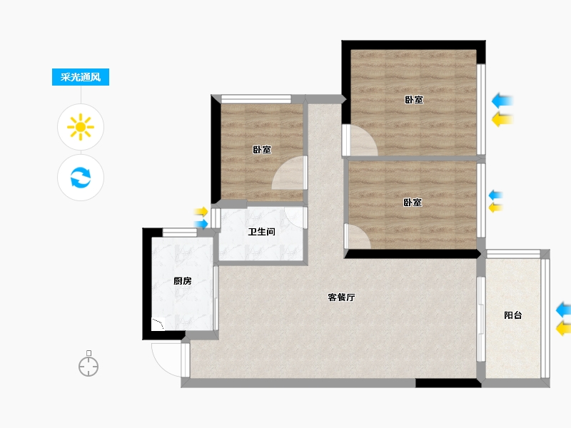 广东省-江门市-汇峰珺璟-67.87-户型库-采光通风