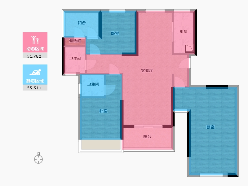 广东省-惠州市-家路壹号-95.50-户型库-动静分区