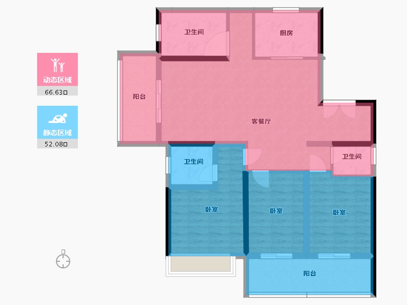 湖北省-黄石市-正宏·金湖星郡-105.99-户型库-动静分区