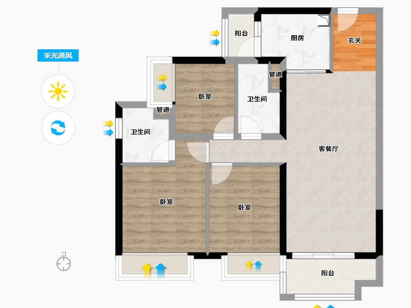 湖南省-衡阳市-美的云熙府-78.02-户型库-采光通风