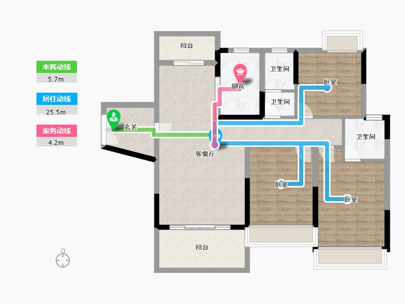 湖南省-岳阳市-金湖龙湾-105.00-户型库-动静线