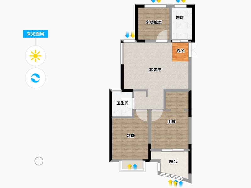 江苏省-常州市-翡丽蓝湾住宅-77.90-户型库-采光通风