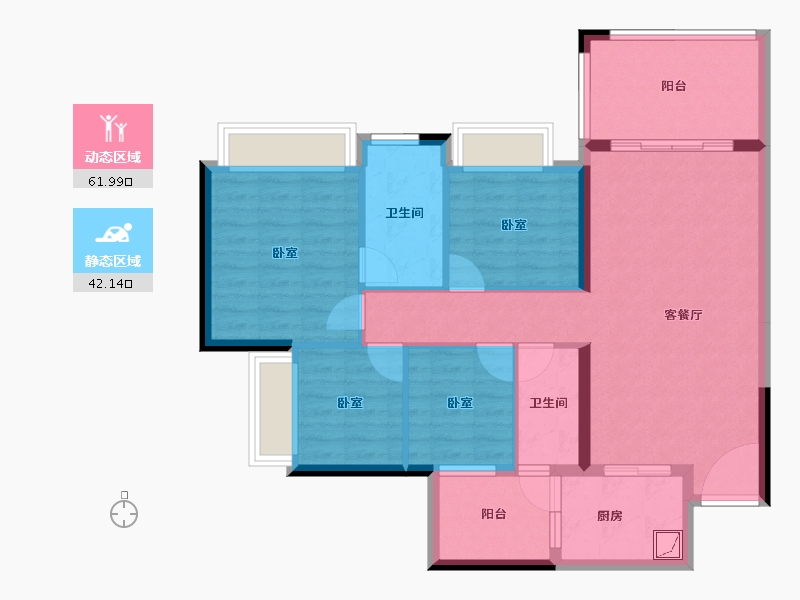 广东省-湛江市-兆兴碧瑞花园二期-93.14-户型库-动静分区