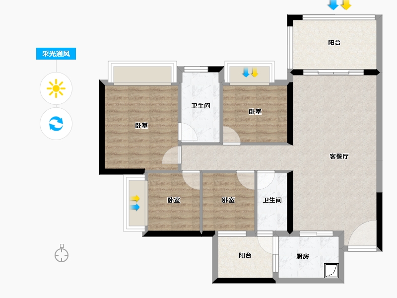 广东省-湛江市-兆兴碧瑞花园二期-93.14-户型库-采光通风