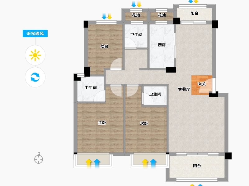 安徽省-宿州市-宿州院子-92.54-户型库-采光通风