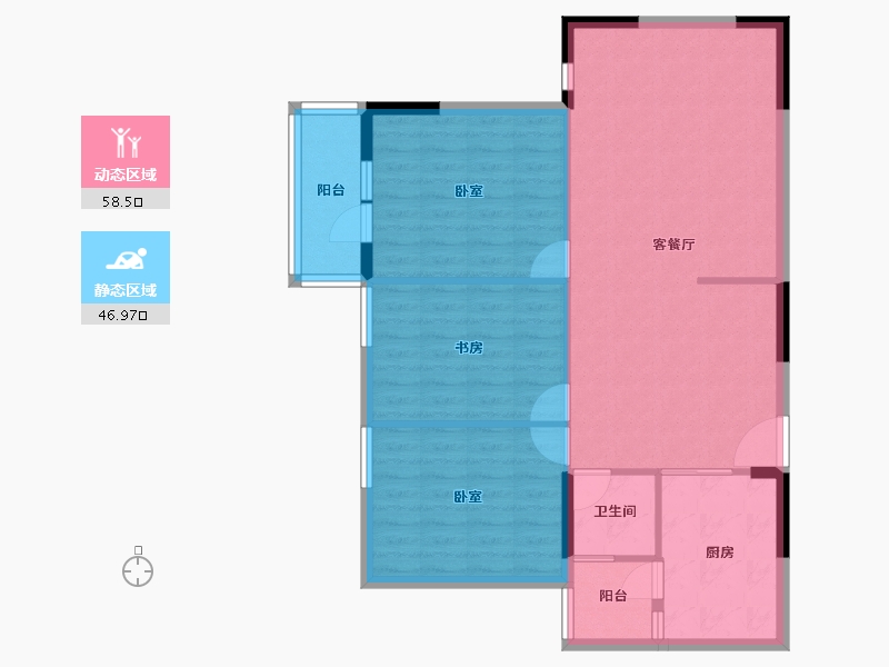 湖北省-咸宁市-金色海湾-96.39-户型库-动静分区