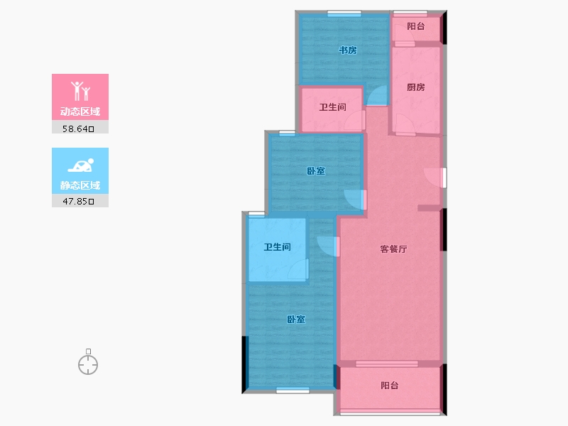 湖北省-咸宁市-金色海湾-94.63-户型库-动静分区