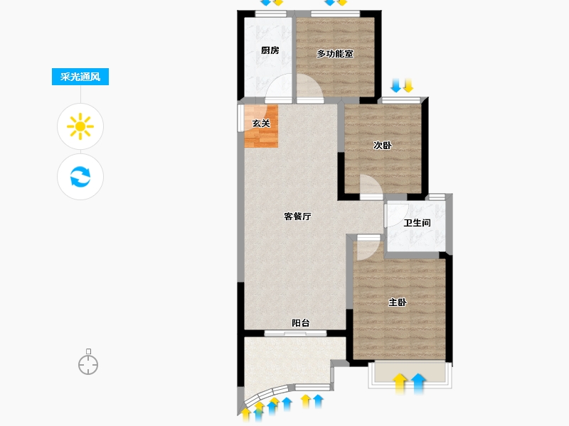 江苏省-常州市-翡丽蓝湾住宅-84.79-户型库-采光通风